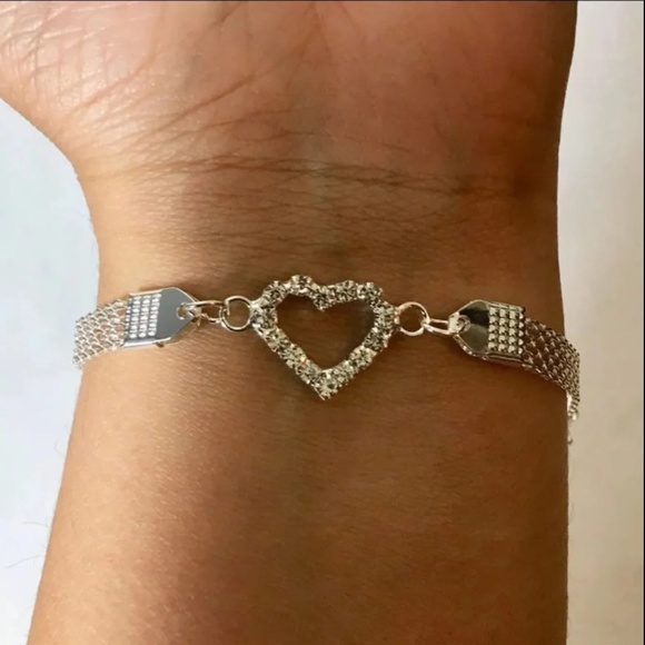 Jewelry - Sterling silver plated crystal heart bracelet